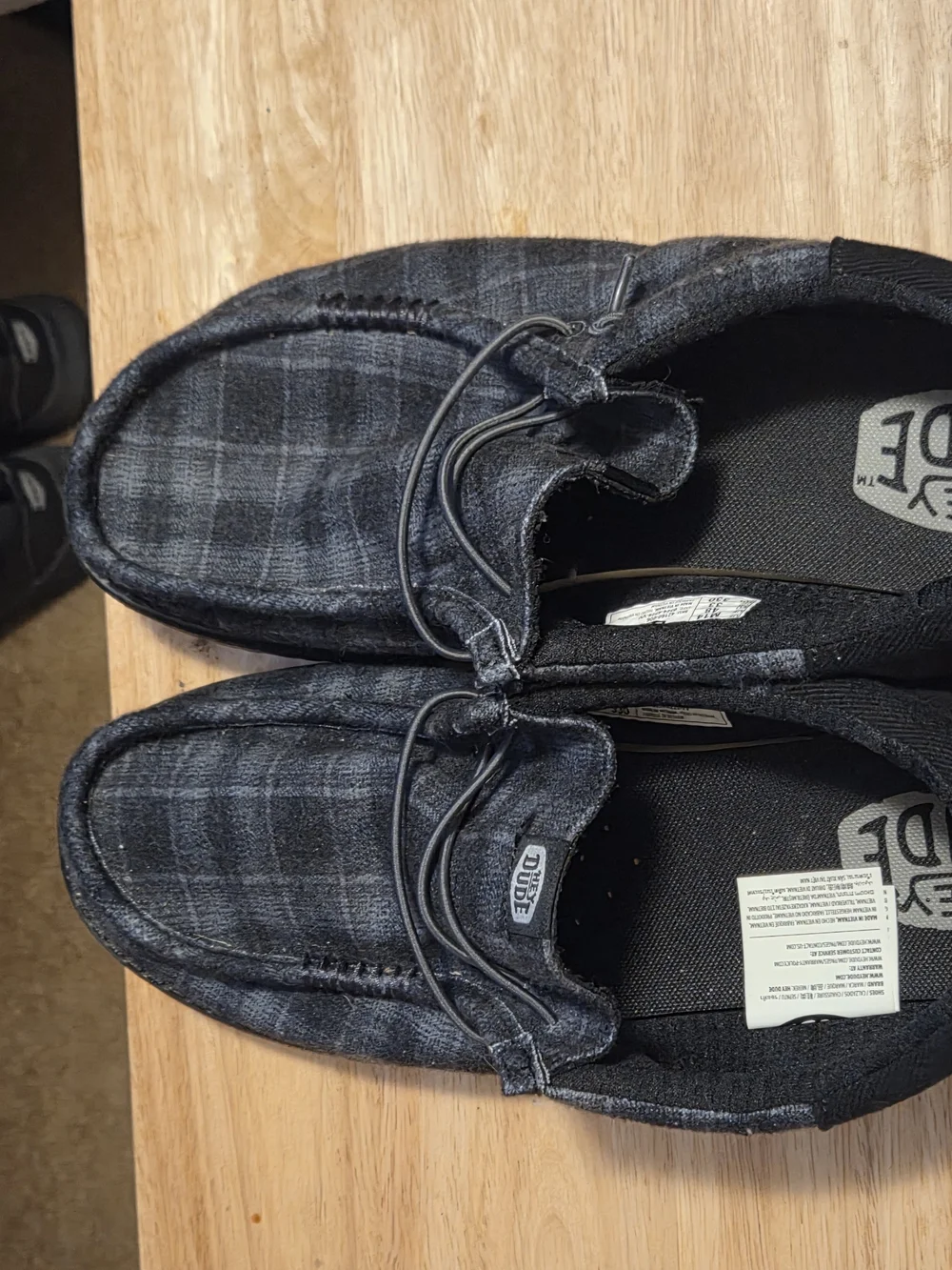 Hey Dude Men's Black Plaid Wally Casual Shoes